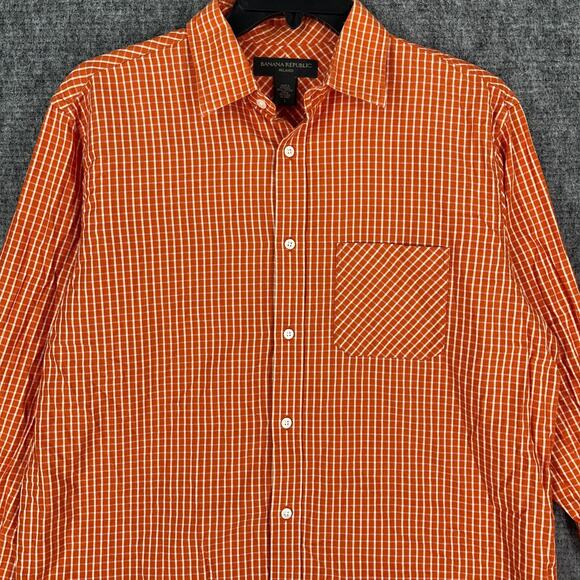 Banana Republic Shirt Mens Large Relaxed Fit Button Front Business Casual Orange - Picture 1 of 10